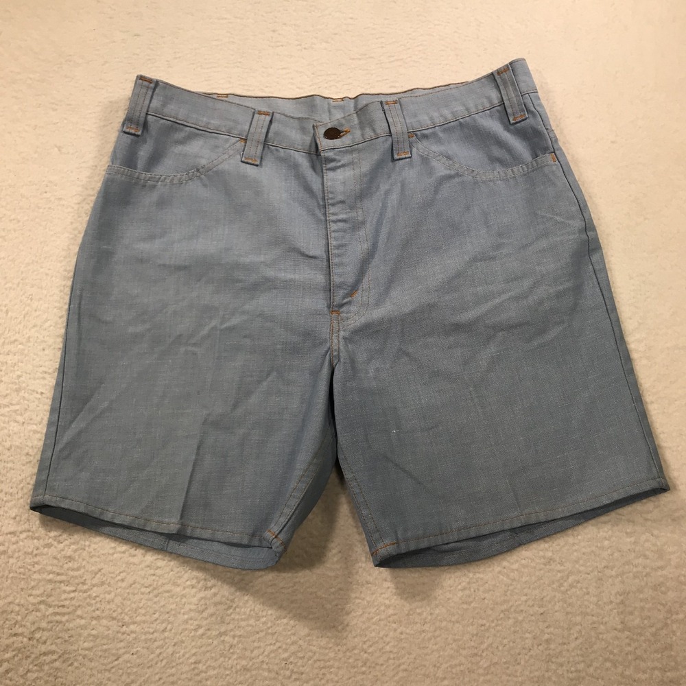Vintage Levi's Shorts Mens 34 Blue Denim Chambray Gentlemans Jeans 60s 70s Big E
